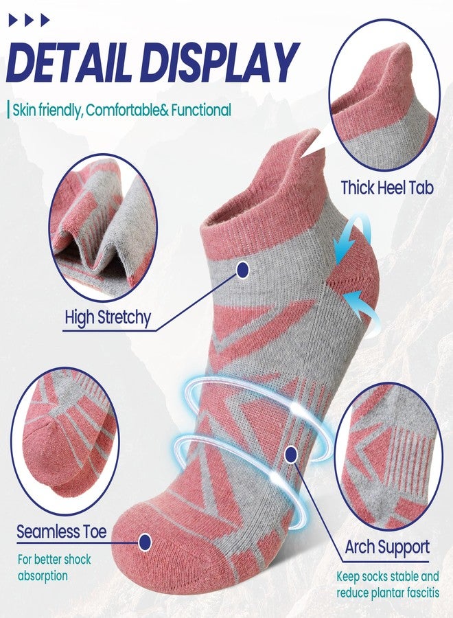 Eyean Merino Wool Ankle Running Socks Men Women Hiking Thick Half Cushioned Support No Show Socks 6 Pairs (Mixed Color A, Large) - Image 3